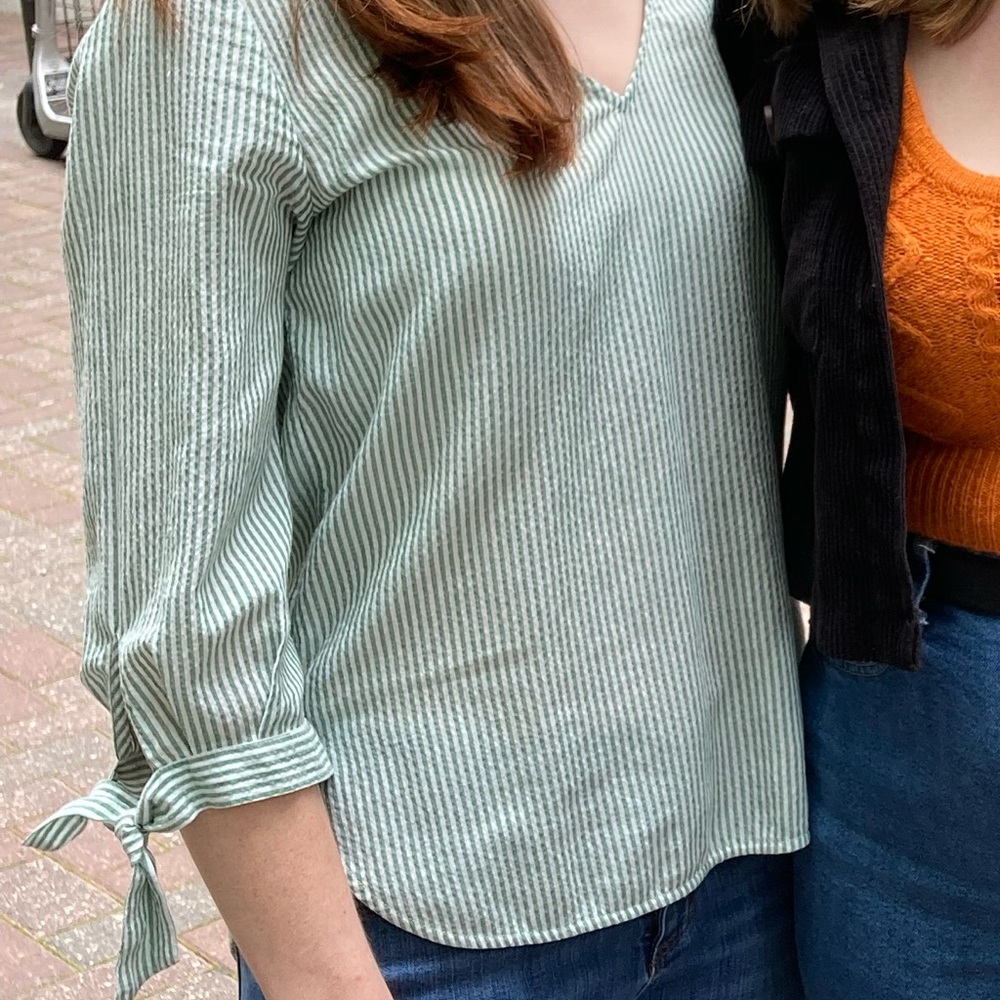 H&M Striped Seersucker Top with Ties